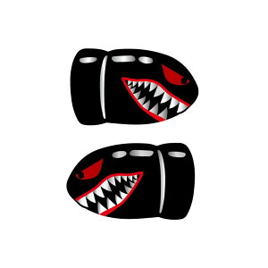 (マットミラー) ワンポイント ミサイルシャーク ステッカー BADEYE 左右セット 6cm 黒 ヘルメット かわいい 防水 おもしろ 汎用 ミリタリー 爆弾 ボム シャークマウス MILITARY MISSILE BOMB SHARK STICKER