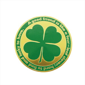 (マットゴールド)クローバー 名言シンボルステッカー 1枚 6cm 車 アメリカン かっこいい スクーター 原付 キャリーケース スーツケース ヘルメット ワンポイント ことわざ アメリカ雑貨 防