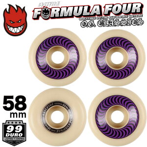 �y���j�������z�X�P�[�g�{�[�h �X�P�{�[ �E�B�[�� SPITFIRE WHEELS �X�s�b�g�t�@�C���[ FORMULA FOUR (F4) O.G CLASSIC 99DURO 58mm 4��1�Z�b�g �p�[�c �^�C�� ���i