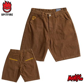 【日祝も発送】SPITFIRE スピットファイヤー ショートパンツ BIGHEAD DENIM SHORTS デニム BROWN デニムパンツ ワイドパンツ SKATEBOARD スケートボード スケボー スケーター
