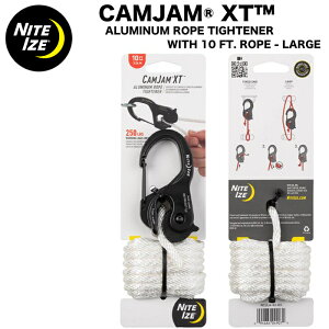 【日祝も発送】NITEIZE ナイトアイズ CAMJAM XT NCJLA-02-R3 ALUMINUM ROPE TIGHTENER LARGE カムジャム アルミニウム ラージ ロープ付 カラビナ付き テント タープ 自在金具 積み荷 固定具