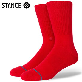 STANCE SOCKS スタンスソックス メンズ靴下 ICON - Red スケーターソックス ハイソックス メンズソックス 【あす楽対応】