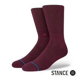 STANCE スタンス ソックス 靴下 メンズ ブランド STANCE SOCKS ICON - Burgundy スケーターソックス ハイソックス メンズソックス おしゃれ