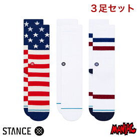 STANCE スタンス ソックス 靴下 メンズ ブランド STANCE SOCKS THE AMERICANA 3 PACK - Multi 3足セット アメリカン スケーターソックス ハイソックス メンズソックス おしゃれ