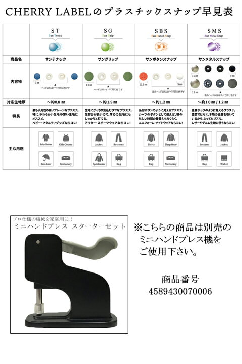 楽天市場】SBS プラスチックスナップ サンボタンスナップ 11.5mm 12組 