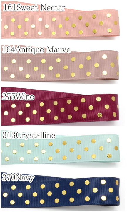 楽天市場】38mm プリントリボン ゴールドホイルドットリボン 2m ［在庫 