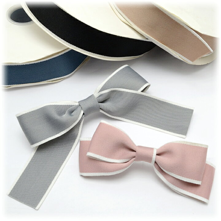 楽天市場】ホワイトエッジファブリックリボン 幅38mm 1m単位 切り売り  