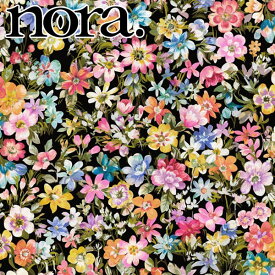 nora.　お花のひと時　Aブラック系　10cm単位　切り売り　FR1059　シーチング生地　ノラ　NORA.　(200)　［在庫限り］