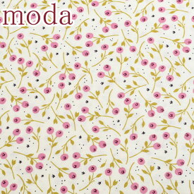 Moda　WILD MEADOW　ローズワイルド・メドー　11アイボリー×ピンク系　10cm単位　切り売り　モダ　43133-11　シーチング生地　(227)　［在庫限り］