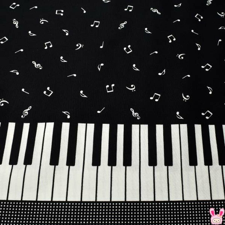 楽天市場 Ab6 ピアノと音楽記号 Cブラック系 10cm単位 切り売り Dt 双日 オックス生地 4 まんま母さんのりぼん