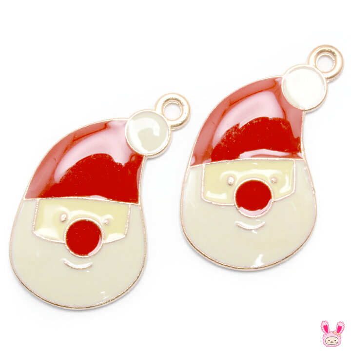 楽天市場】アクセサリーパーツ クリスマス もふもふサンタの顔チャーム 
