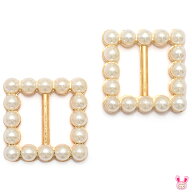 アクセサリーパーツ　パール付きバックルパーツ　スクエアタイプ　内径13mm　2個入