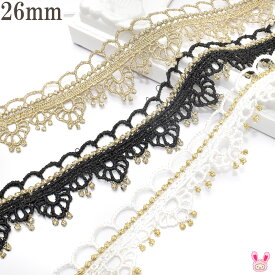 ゴールドドットとカーテンレースブレード　幅26mm　10cm単位　切り売り　(80cm以上)