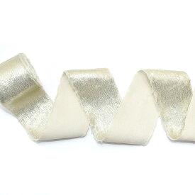 ラメ入りフリンジシフォンリボン　幅40mm　ロール巻き　約4.5m【宅配便】