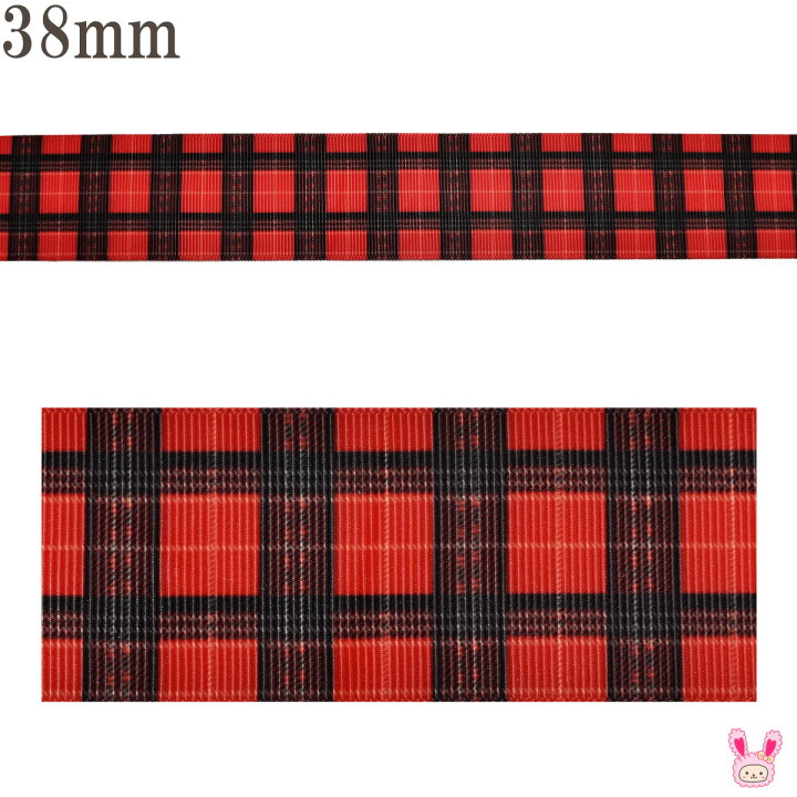 楽天市場】プリントリボン ノイズタータンチェックリボン 幅38mm 1m 