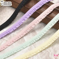 ミニギャザーフリルストレッチリボン　幅7mm　1m単位　切り売り　(2m以上)