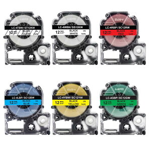 UNOKA6�� �L���O�W�� �e�v���[�e�[�v 12mm ���S�� �J���[���x���e�[�v �e�v�� 12mm ���Ԑ��Γ��� ������ SC12RW SC12YW �L���O�W�� �e�v��pro SR-GL1 SR-MK1 �݊��e�[�v