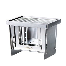 KVASS バーベキューコンロ 折りたたみ 焚き火台 コンパクト キャンプ用品 卓上コンロ 折り畳みコンロ ミニ BBQグリル 1台3役 瞬時に展開・収納 ステンレス鋼