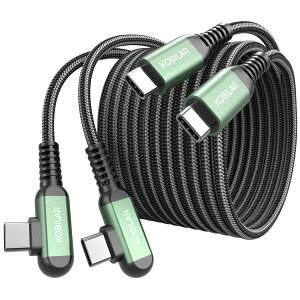 Kobilar USB C to USB C �P�[�u���AType C �[�d�R�[�h L���^ 3m 2�{�p�b�N�Ai Phone 15/16 Pro Max Plus�AiPad Pro�ASamsung S24 S23 S22 �p TYPE-C 90�x�}���[�d��