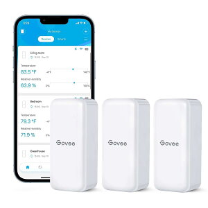 Govee Bluetooth �����x�v ���x�v ���x�v �f�W�^�� ���C�����X �����x �����΍� �A���[�� �ُ�ʒm �C���e���A �R���p�N�g �Z���T�[3�� �� �C���t���G���U�΍� �����x�Ǘ� ���� �n���� ঒��� ��