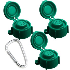伊勢藤(ISETO) ペットボトル用キャップ おでかけマナーキャップ カラビナ付き グリーン 3個セット 日本製 犬の散歩に おしっこ洗浄 植物 散水 目印 ワンタッチ開閉 シャワー 片手 ふた プラスチック じょうろ 給水 I-626