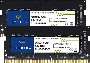 Timetec 16GB KIT(2x8GB) �m�[�gPC�p������ DDR4 2400MHz PC4-19200 Non-ECC Unbuffered 1.2V CL17 1Rx8 Single Rank 260 Pin SODIMM