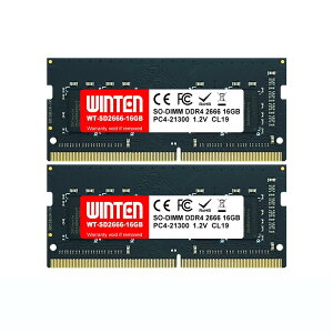 WINTEN �m�[�gPC�p������ DDR4-2666 32GB�i16GB×2���j 260Pin CL19 1.2V SODIMM SDRAM �����������[ ���݃������[�y5�N�E�����zWT-SD2666-D32GB