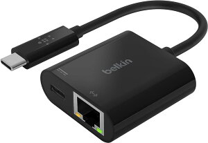 Belkin USB-C to Gigabit Ethernet + USB-C 60W PD�Ή� �L��LAN �ϊ��A�_�v�^�[ i Phone 15 / iPad-Pro-iPad mini / MacBook-Pro-Air / Windows / Surface / Chromebook �Ή� INC001btBK