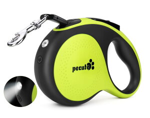 Pecute 伸縮リード LEDライト付き 引き込み式犬リード 巻き取りがスム ーズで 強いナイロンテープ 一時停止 小・中・大型犬対応 荷重30kg 長さ5m