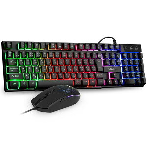 Mafiti �Q�[�~���O �L�[�{�[�h �}�E�X �Z�b�g USB�L�� 106�L�[ ���{��z�� 19�L�[�h�Փ� 4�i�K �Q�[�~���O�}�E�X �h�� RGB�o�b�N���C�g Windows/VISTA/XLinux/�v���X�e�Ȃǂ̃V�X�e���ɑΉ� RK101