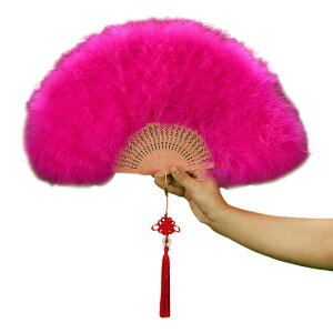 LOYELEY 扇子 羽扇子 ジュリ扇 舞扇子 ジュリアナ羽扇子 ダンス 高級 ふわふわ パーティー 踊り ディスコ バブル ハロウィン コスプレ 舞台道具 結婚式 文化祭 演出 (濃いピンク)