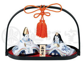 薬師窯(yakushigama) 桃の節句 ひな人形 染錦 手籠 雛(大手籠付)