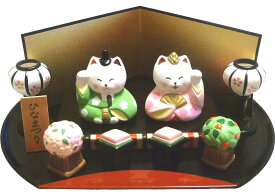 【 ねこのひな祭りセット 】 かわいい猫の雛人形です 【陶器製_手描き】