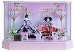 ���l�` �P�[�X���� �ЂȐl�` �Z�p�s���N�P�[�X�����o�b�N LED�t �e������ W55.5×D29×H37.5cm 26-3-9