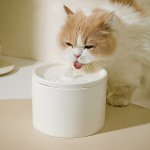 Hive Mind 陶磁器製 ペット用自動給水器, 循環式, 静音ポンプ, 自動パワーオフ, 陶器製, 1000ml (ホワイト, 本体)