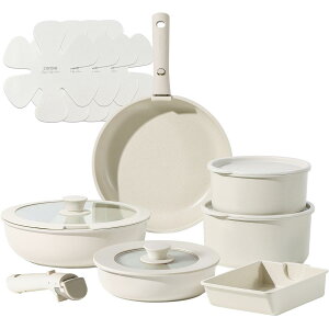 CAROTE �J���[�e �t���C�p�� �Z�b�g 16�_ IH�Ή� �K�X�ΑΉ� PFOA�Ȃǂ̗L�Q�����s�g�p 5�w�\�� �y�� �����̂Ƃ�� �}�[�u���R�[�g �������ɂ��� ��Z�b�g ���Ă��� �􂢂₷�� �I�[�u���Ή�