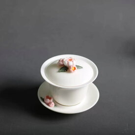 【新商品】【完売必至】中国伝統蓋碗 陶器 かわいい花柄 女性大人気 満水容量約160ml 烏龍茶 中国茶葉 ウーロン茶 台湾茶