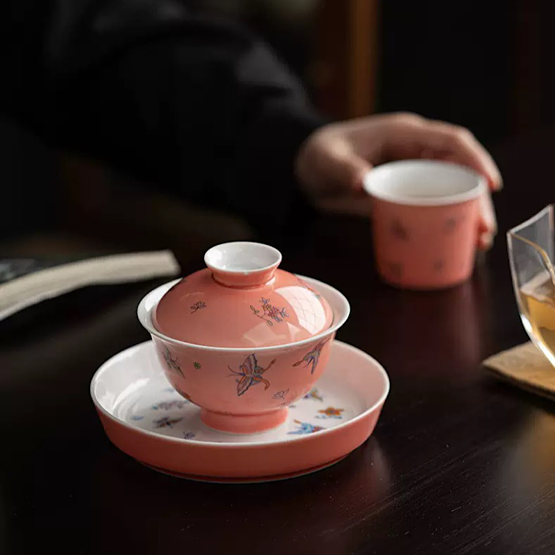 中国茶器陶器　蝶々蓋碗　うれしい4色選べる　おしゃれ　中国茶 台湾ウーロン茶 烏龍茶　茶葉 贈り物　ギフト　送料無料 | Life Style  ＆MIYABI