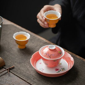 中国伝統茶器 蓋碗 壺承 茶杯2個付き お得4点セット 本格チャイニーズティー ギフト プレゼント 烏龍茶 台湾ウーロン茶 中国茶 送料無料
