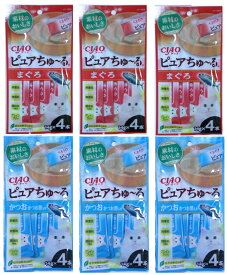 【　メール便指定・単品発送時・送料無料　】CIAO ピュアちゅ～る　2種類MIX　14g × 4本 × 6個　いなば