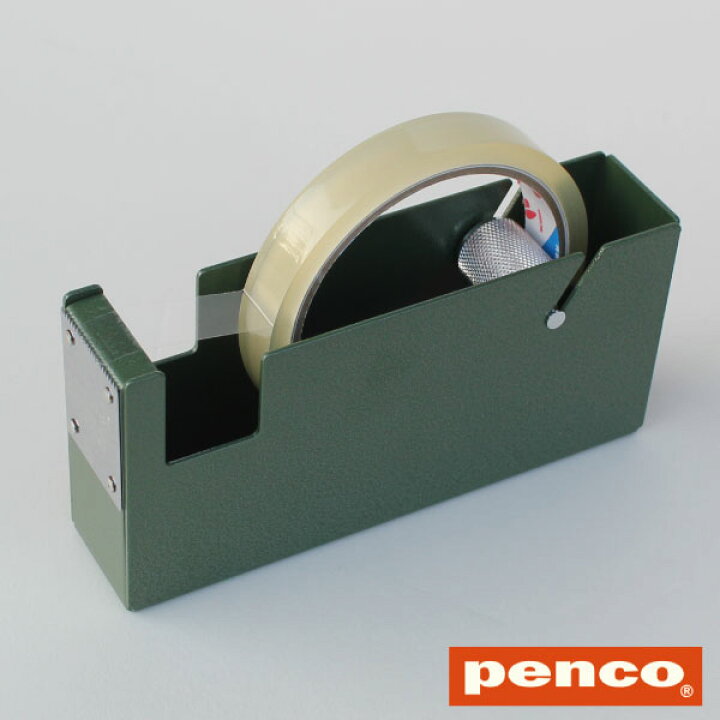 楽天市場 テープディスペンサー おしゃれ サビや傷に強いハンマートーン仕上げ ペンコ Penco テープカッター レッド グリーン ネイビー アイボリー テープ台 マンモスビレッジ
