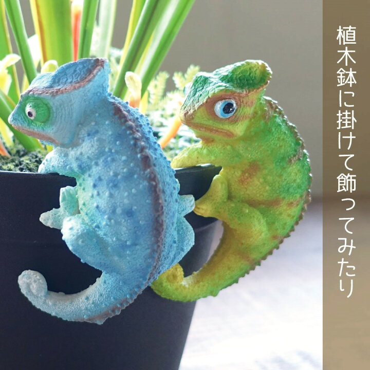 楽天市場】2個セット カメレオン 置き物 おしゃれ ぶら下がり 