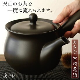 常滑焼 大きな 急須 950cc 大容量 お洒落 おしゃれ 日本製 お茶が美味しくなる ティーポット 陶器 きゅうす 茶器 おすすめ 人気 茶こし付き 大きい 黒 ブラック たっぷり ビッグサイズ 丸い とこなめ