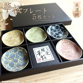 耀変華桜 お皿 揃い 5枚セット 美濃焼 小皿 5色セット おしゃれ きれい 日本製 箱入り ギフト 贈り物 プレゼント 来客用 さくら 桜 オードブル 取り皿 小皿 プレート 食器 和食器 贈答品 受け皿