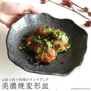 美濃焼 和モダン 変形皿 溶岩石風プレート お皿 日本製 刺身鉢 おしゃれ お刺身皿 創作料理 深皿 和食器 岩皿 石風 石目調 黒 ブラック 串皿 和菓子 高級感 料亭 かっこいい居酒屋 業務用 飲