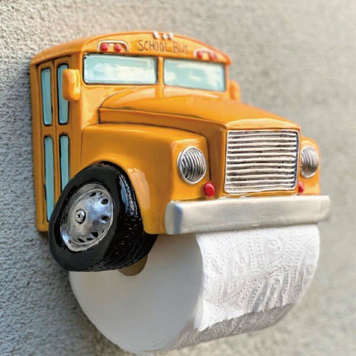 楽天市場 トイレットペーパーホルダー 子供が喜ぶ おしゃれ アメリカン雑貨 スクールバス 車型 ペーパーカバー オールディーズ ガレージ おもしろ雑貨 ショップ インテリア 人気 マンモスビレッジ
