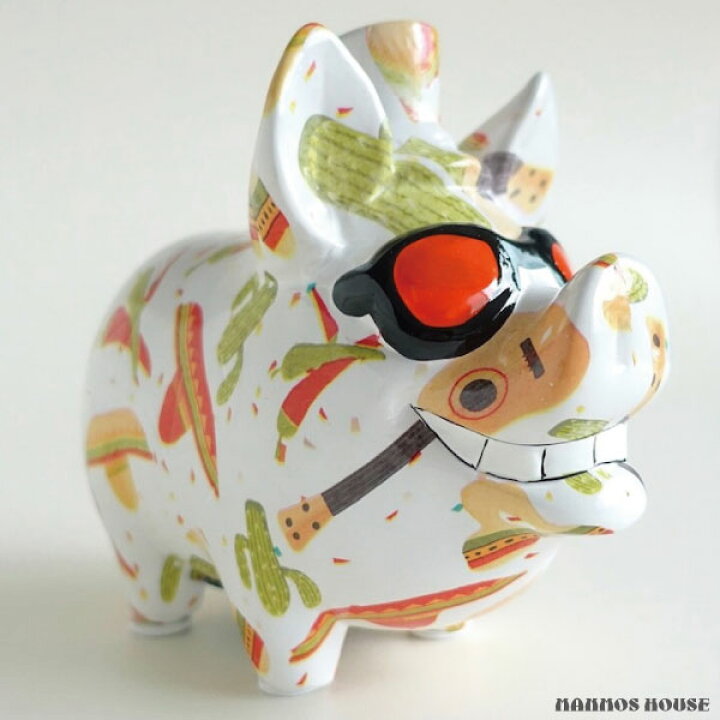 楽天市場 貯金箱 かわいい 豚 ブタ 陶器 おしゃれ 面白い マネーバンク 小銭 おもしろ コインバンク 白 サングラス 置き物 カラフル 可愛い オブジェ かっこいい マンモスビレッジ