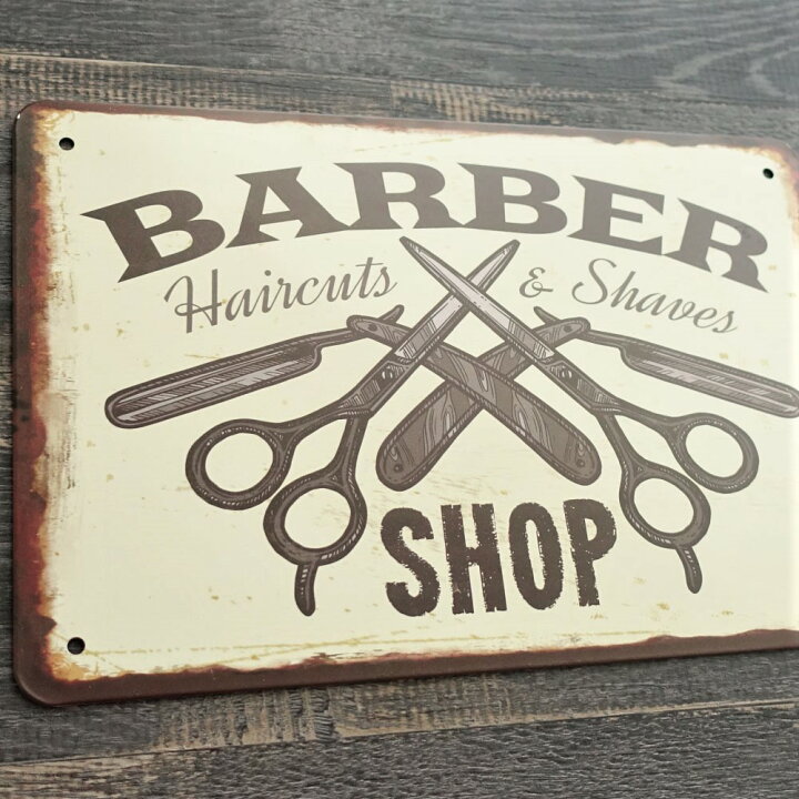 楽天市場】ブリキ看板 BARBER SHOP バーバーショップ 理髪店 床屋 美容 