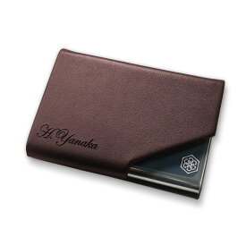 名刺入れ レザーver.【名入れ無料】プレゼント ギフト 誕生日ステンレス レディース メンズ 革 薄型 コンパクト おしゃれ ブランド ロゴ刻印 オリジナルクリーニングクロス付属 贈り物