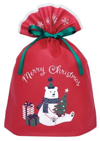 インディゴ クリスマス ラッピング袋 グリーティングバッグLL ポーラーベア レッド XG264